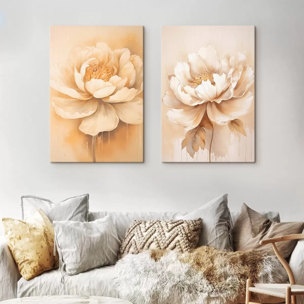 Wandbilder Beigefarbene Blumen m00499