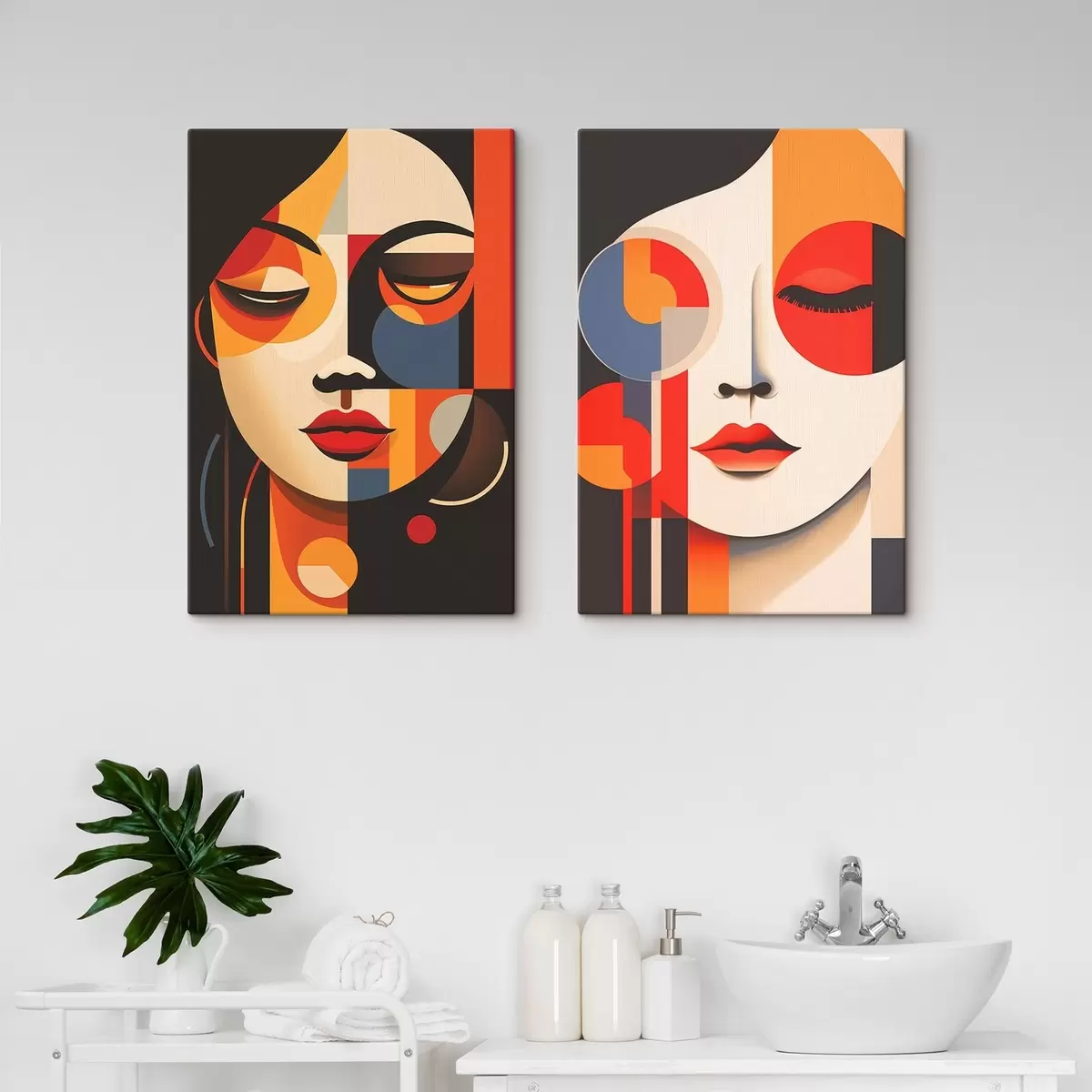 Wandbilder Geometrische Frauenporträts m00501