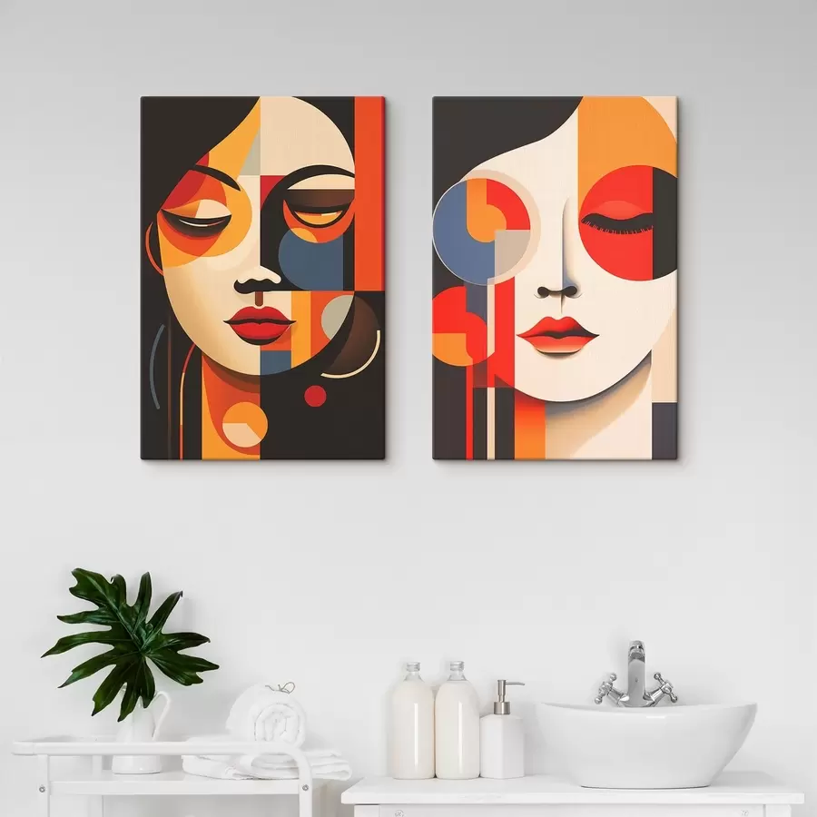 Wandbilder Geometrische Frauenporträts m00501
