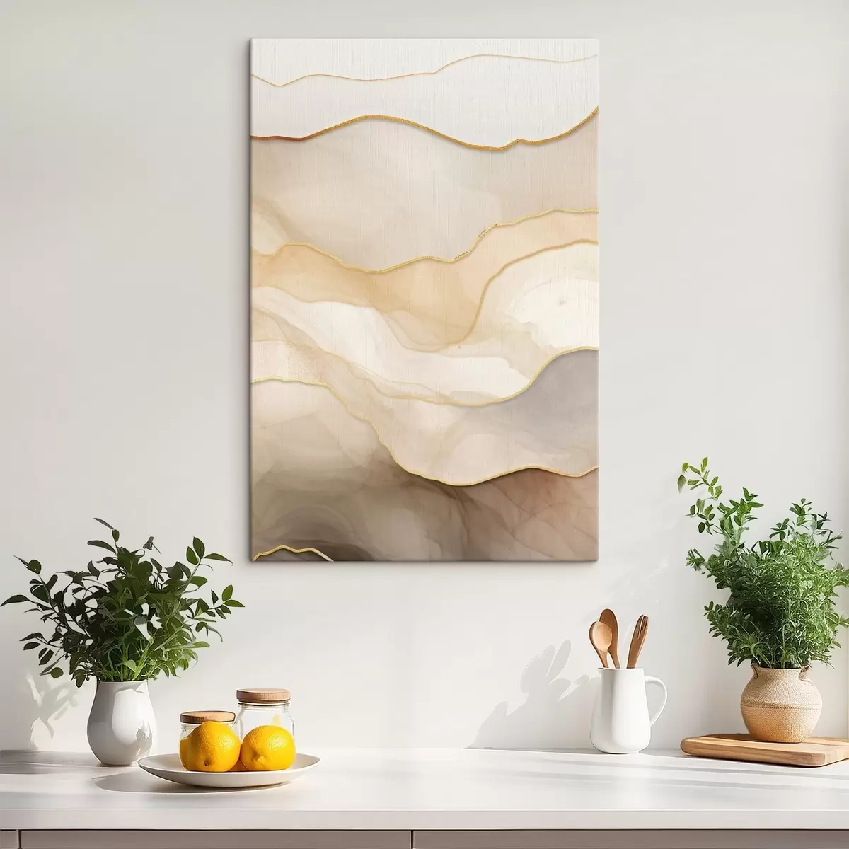 Wandbilder schichten, beige, abstrakt, textur, weich, stoff, natürlich, fließen, neutral s45088