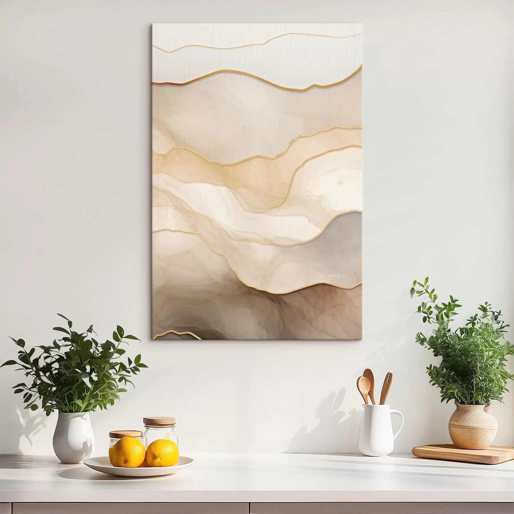 Wandbilder schichten, beige, abstrakt, textur, weich, stoff, natürlich, fließen, neutral s45088