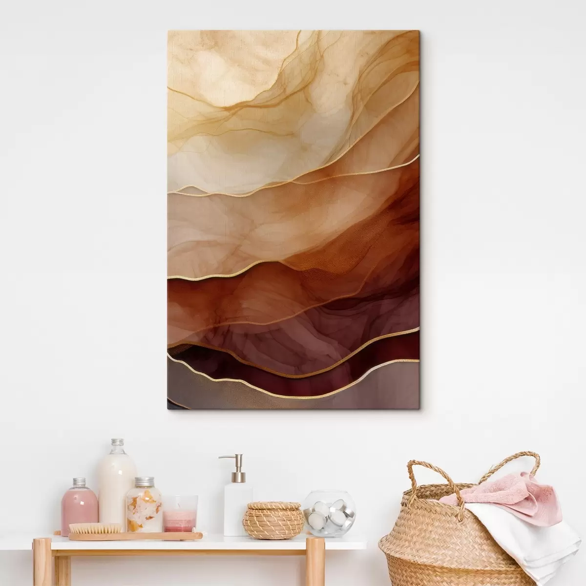 Wandbilder fließend, Sand, Schichten, minimal, weiche Linien, warme Töne, natürlich, Bewegung s45090