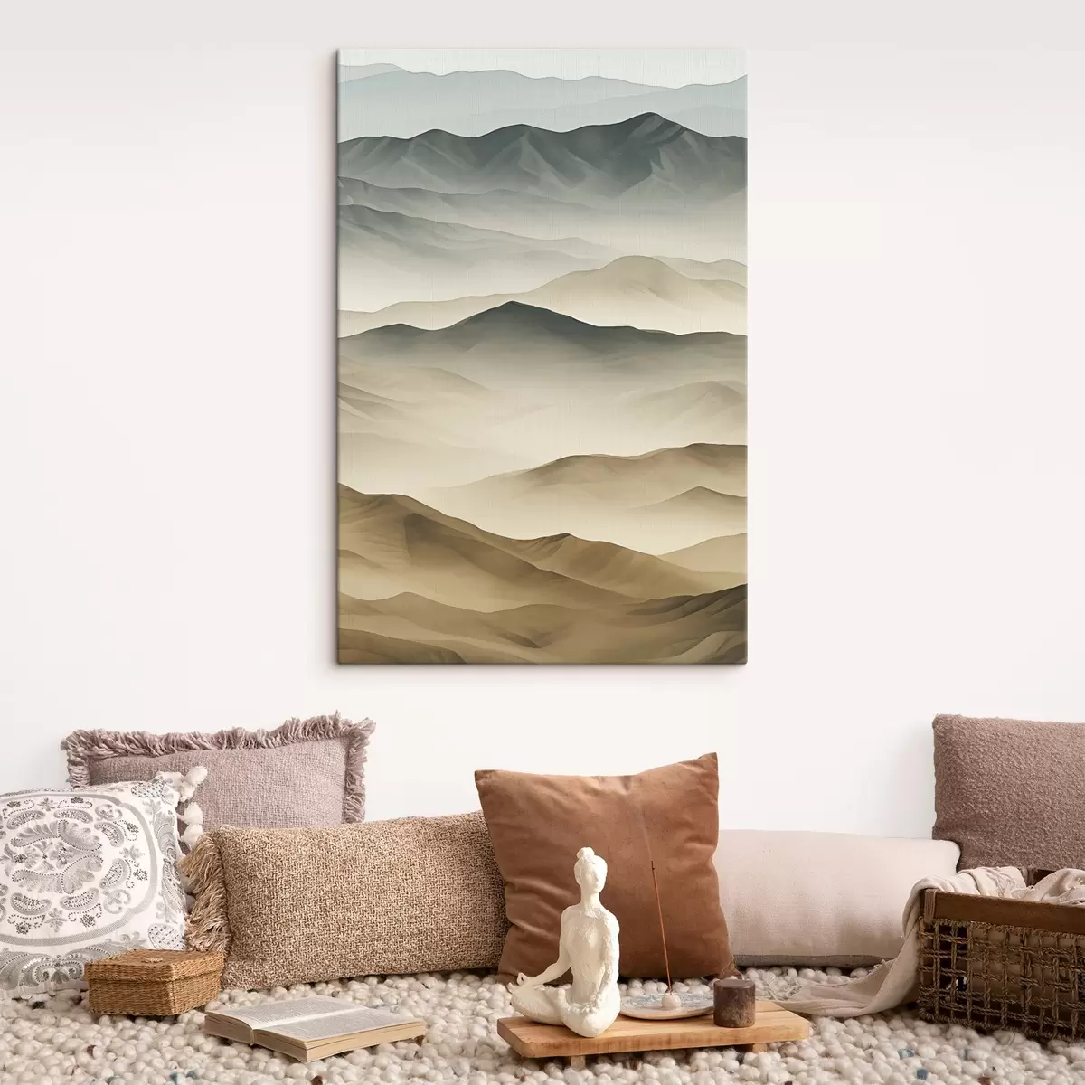 Wandbilder berge, Schichten, Nebel, weicher Farbverlauf, natürlich, beige, abstrakt, Landschaft s45095
