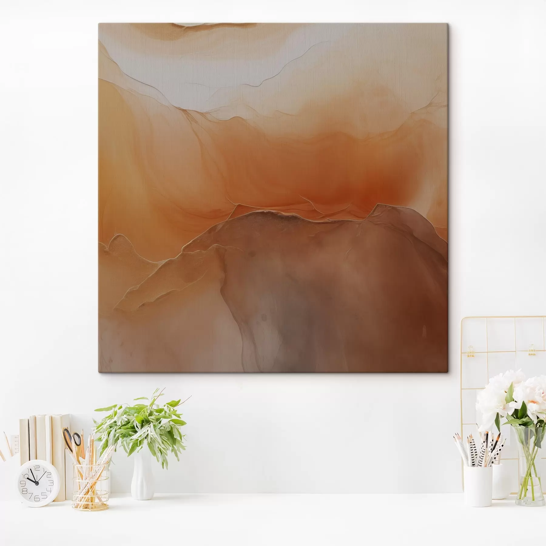 Wandbilder neutral abstrakt, Sandfarben, sanfte Kurven, visuelle Struktur, Fließeffekt s45108