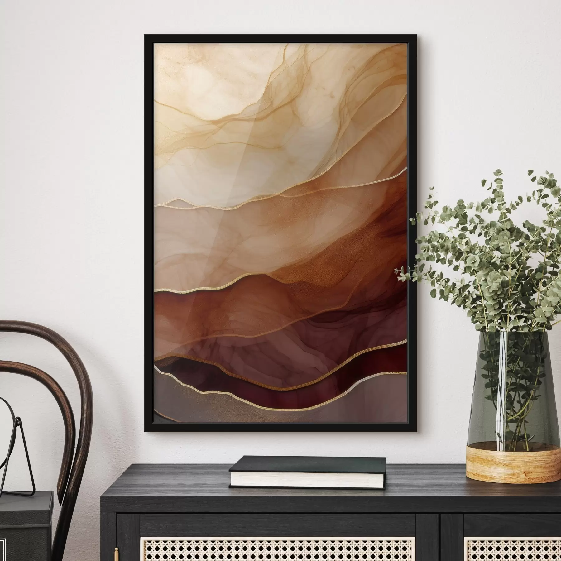 Fototapete fließend, Sand, Schichten, minimal, weiche Linien, warme Töne, natürlich, Bewegung f45090