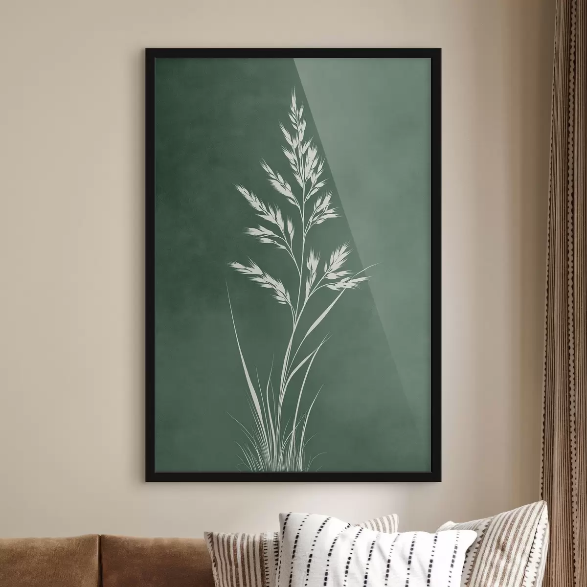 Poster feldgras, Natur, botanische Kunst, elegant, flacher Stil, gedämpfte Töne, Laub f45093
