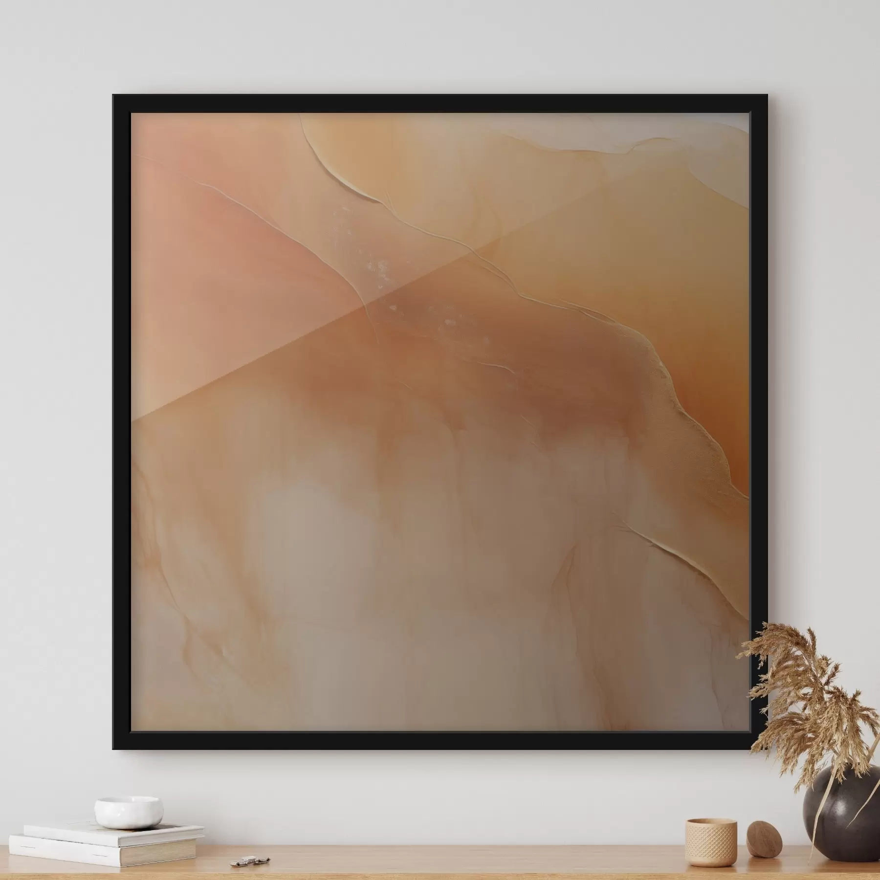 Fototapete erdtöne, weiche Schichten, minimal, Aquarellstil, abstrakte Bewegung, Ruhe f45107