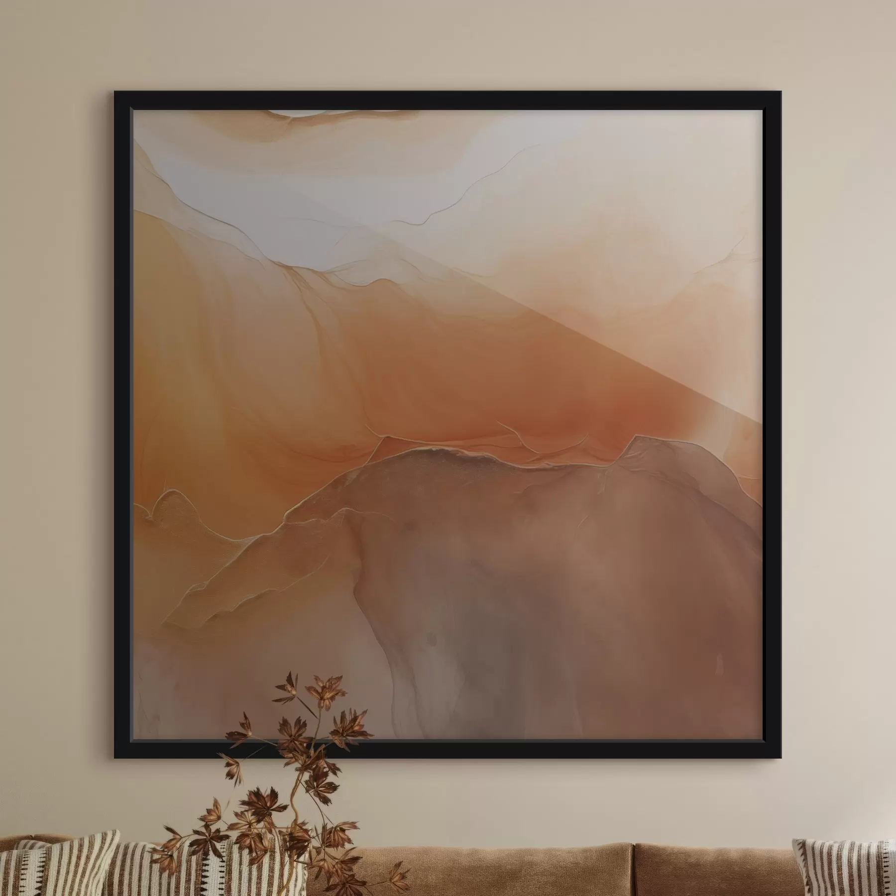 Fototapete neutral abstrakt, Sandfarben, sanfte Kurven, visuelle Struktur, Fließeffekt f45108