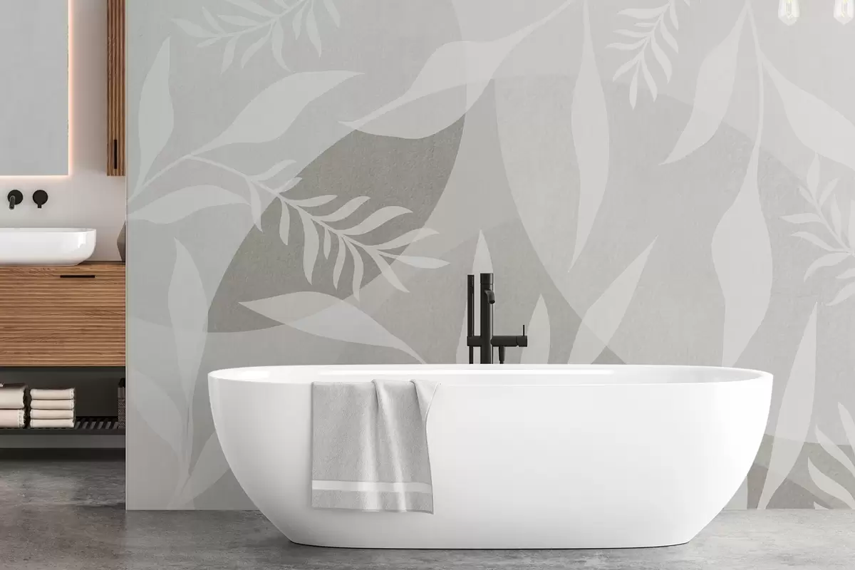 Fototapete Silhouetten von Zweigen vor einem Hintergrund von abstrakten Kreisen w04270