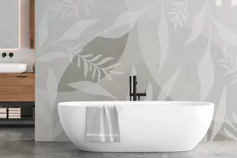 Fototapete Silhouetten von Zweigen vor einem Hintergrund von abstrakten Kreisen w04270