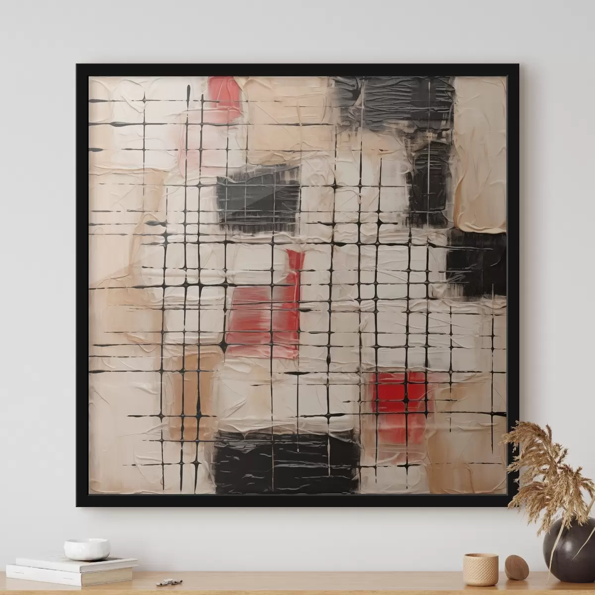 Poster Abstraktion mit Linien und Nachahmung von Pinselstrichen f45122