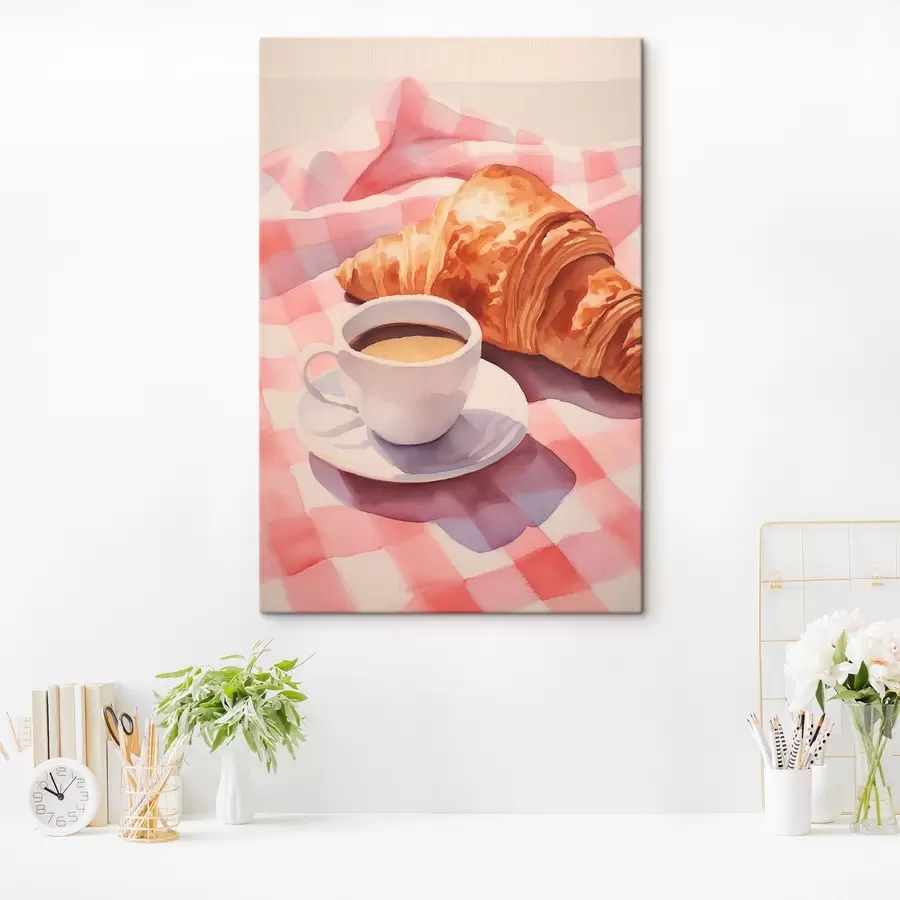 Wandbilder Kaffee mit Croissant s45143