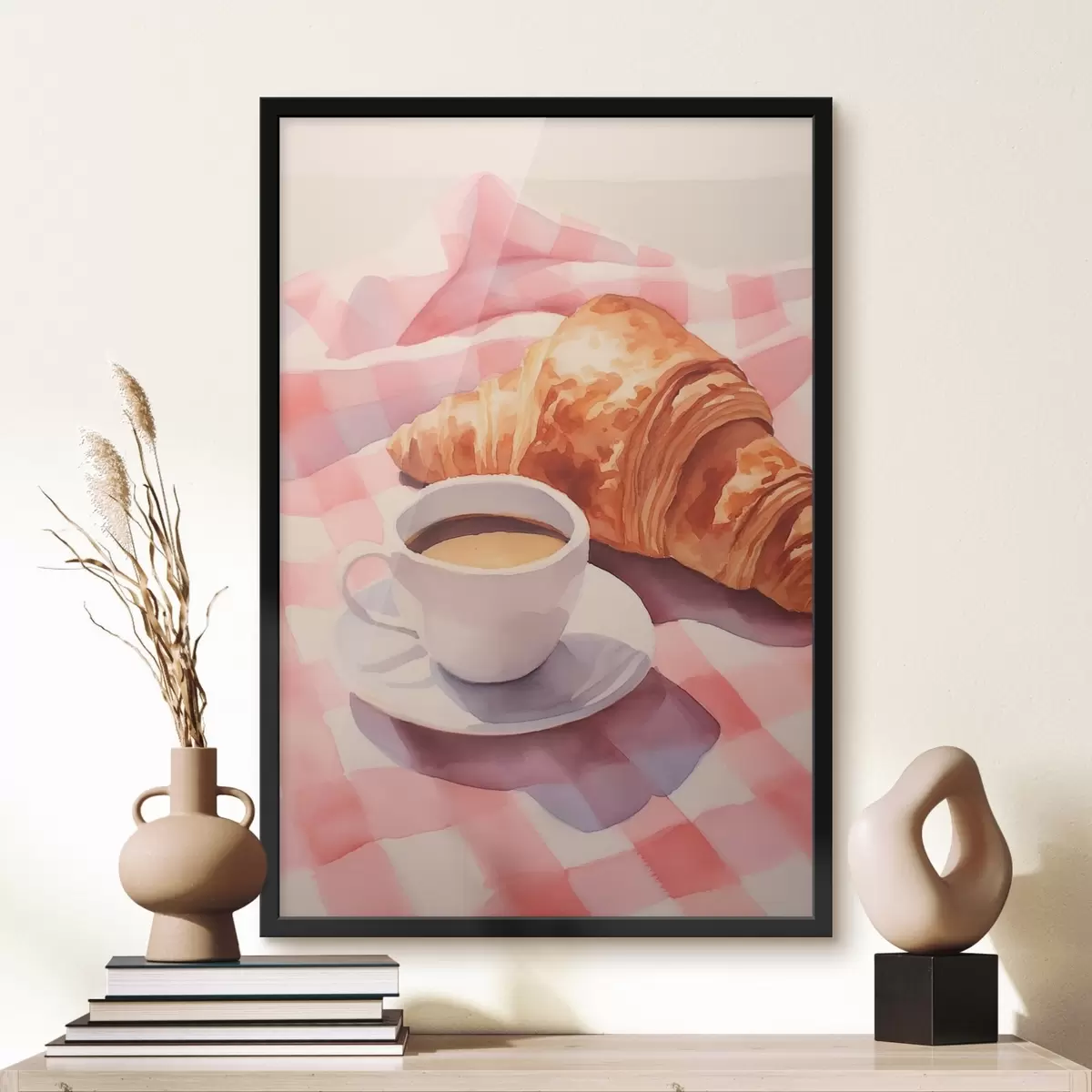 Poster Kaffee mit Croissant f45143