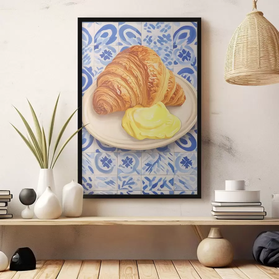 Fototapete Croissant mit Butter auf einem Teller f45146