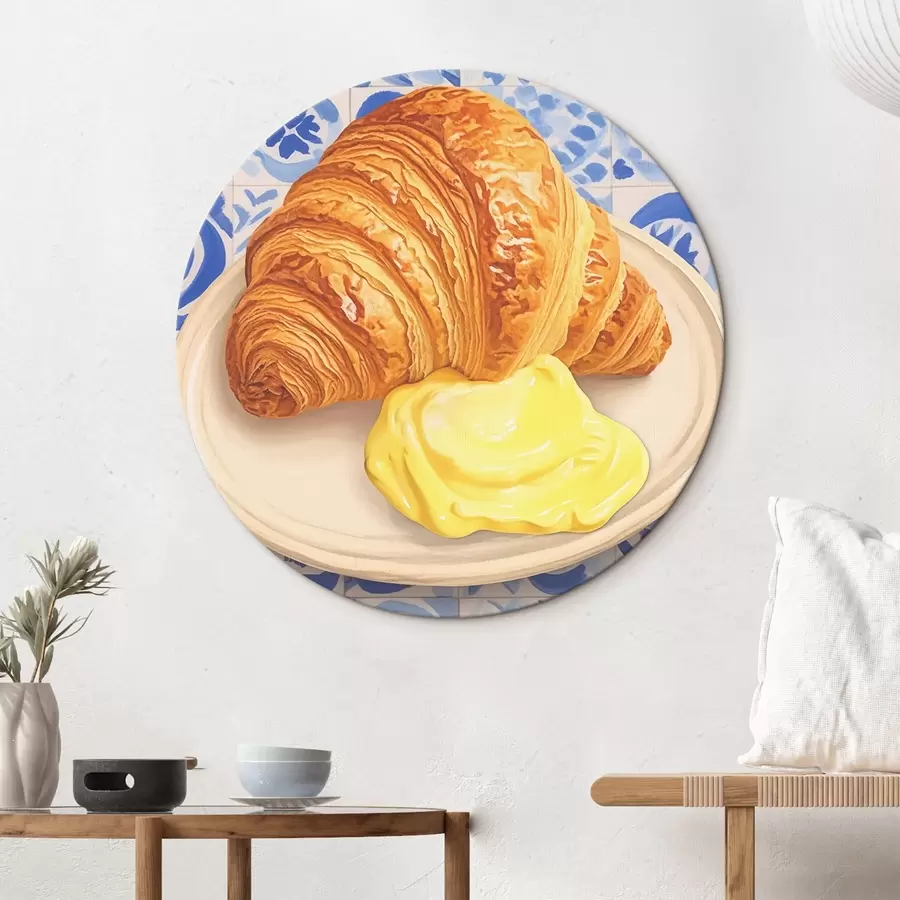 Wandbilder Croissant mit Butter auf einem Teller r45146