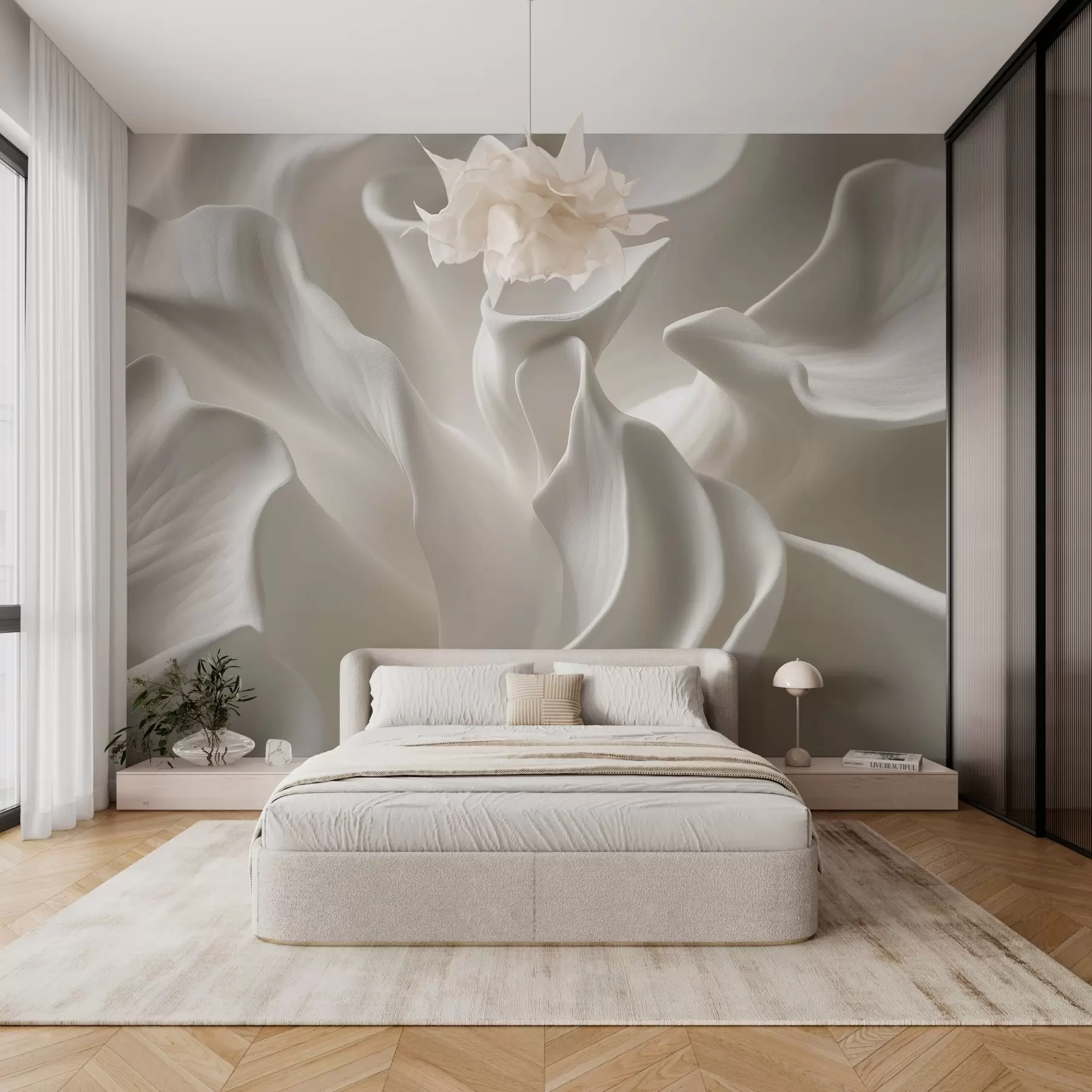 Fototapete gewellte Blütenblätter mit Imitation von Volumen w04212