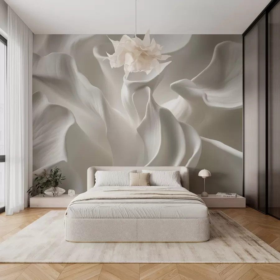 Fototapete gewellte Blütenblätter mit Imitation von Volumen w04212