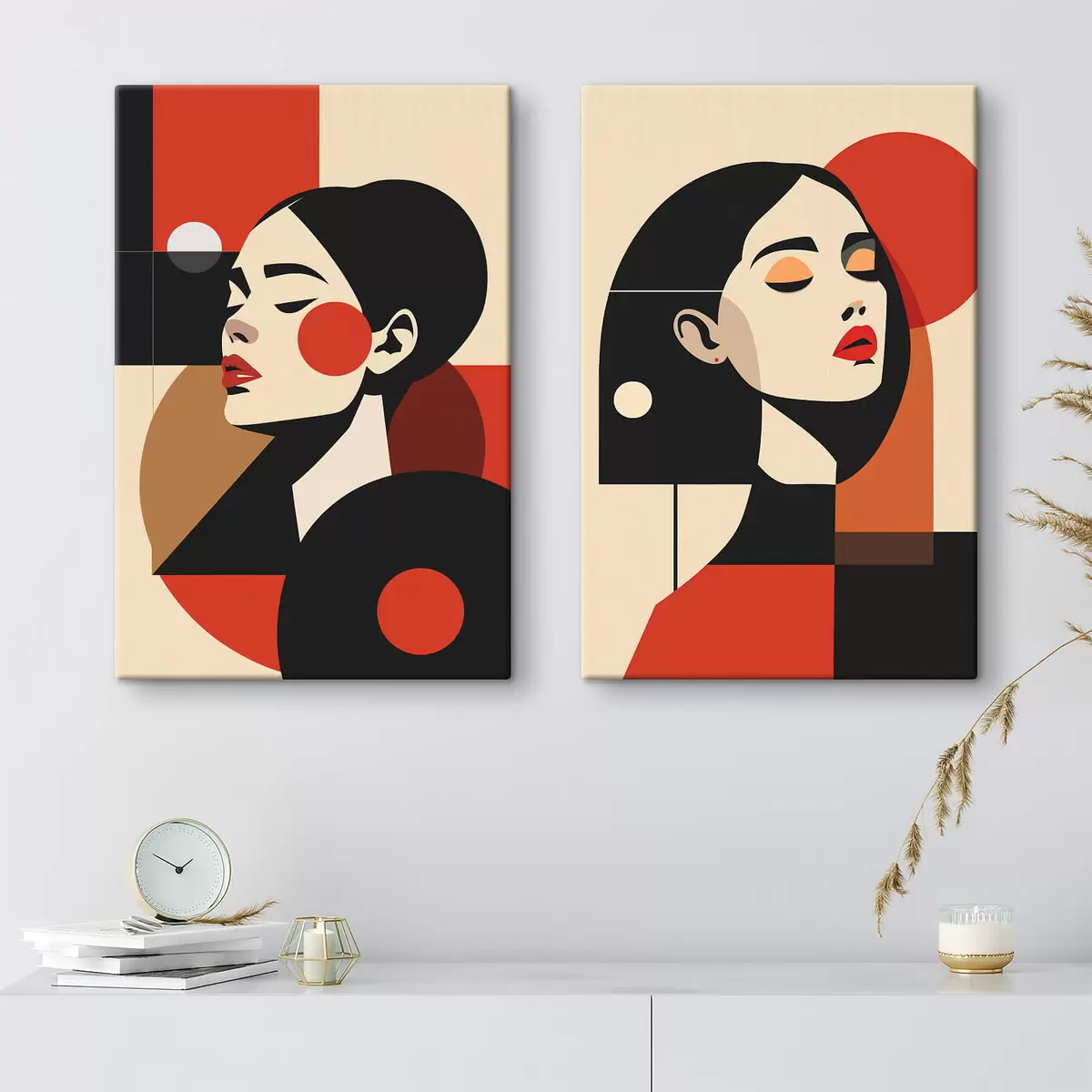 Wandbilder Porträts von Frauen im Bauhaus-Stil m00516