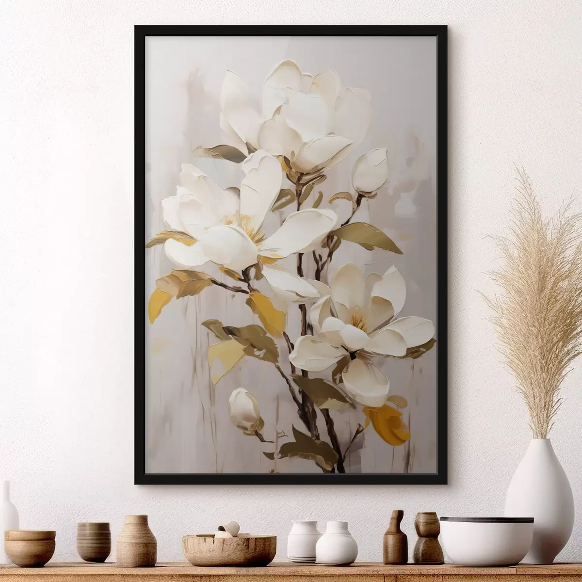 Poster Ein abstrakter Zweig mit Magnolie f44300