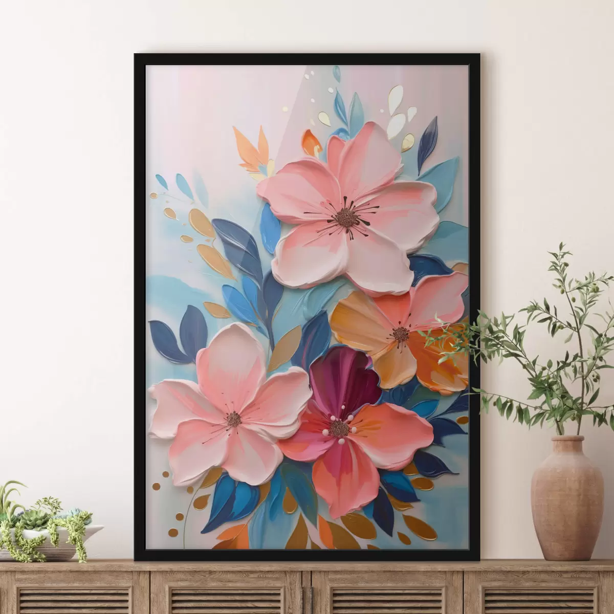 Poster Abstrakte bunte Blumen f45064