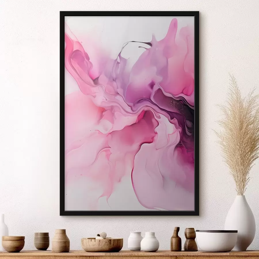 Fototapete Abstrakte Wirbel aus Rosa, Lila und Schwarz gehen in einer fließenden, organischen Komposition ineinander über und erzeugen ein Gefühl von Bewegung f45195