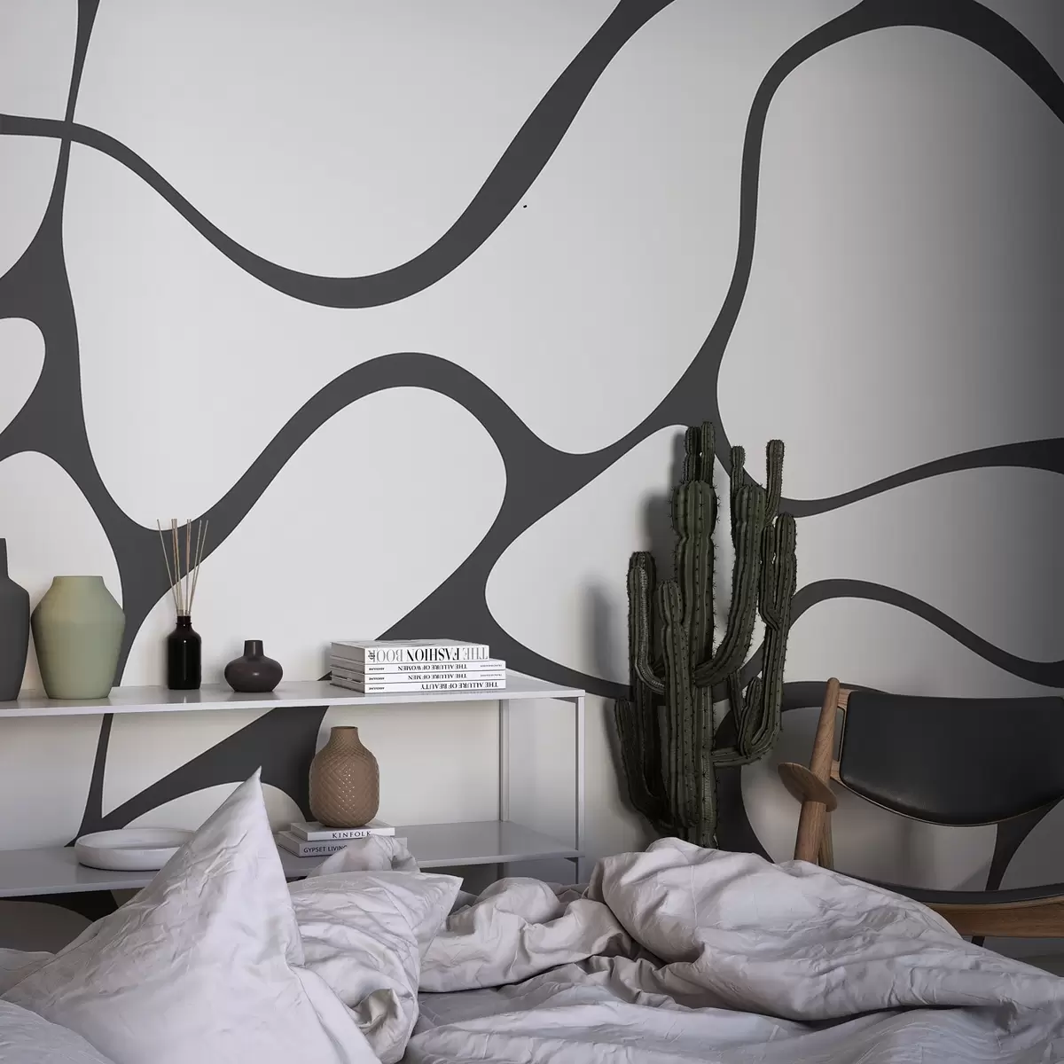 Fototapete Abstraktes Muster mit geschwungenen Linien w04274