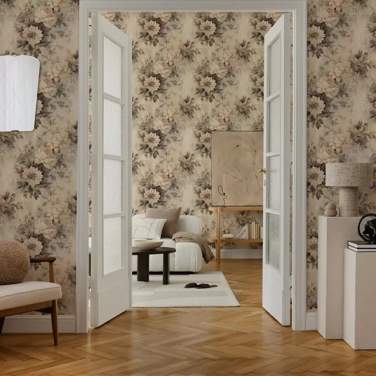 Tapete Vintage-Aquarell-Blumen