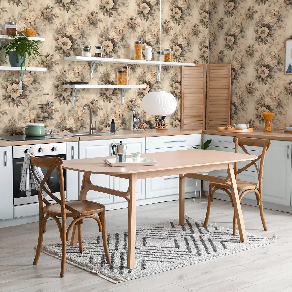 Tapete Vintage-Aquarell-Blumen