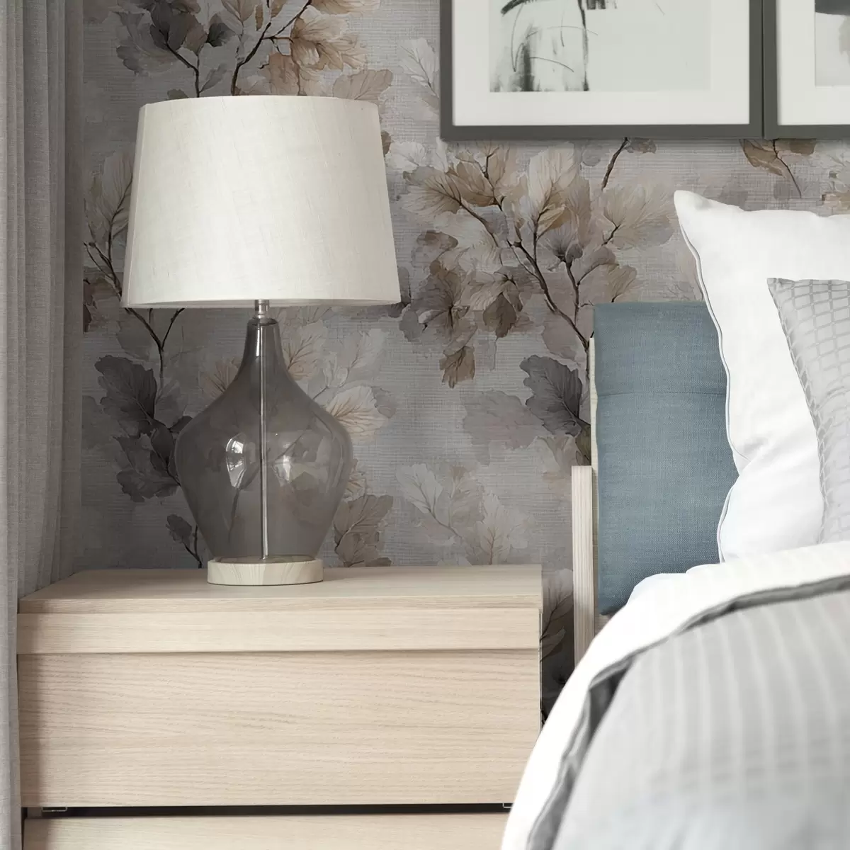 Tapete Neutrale Aquarell-Zweige Muster a00422