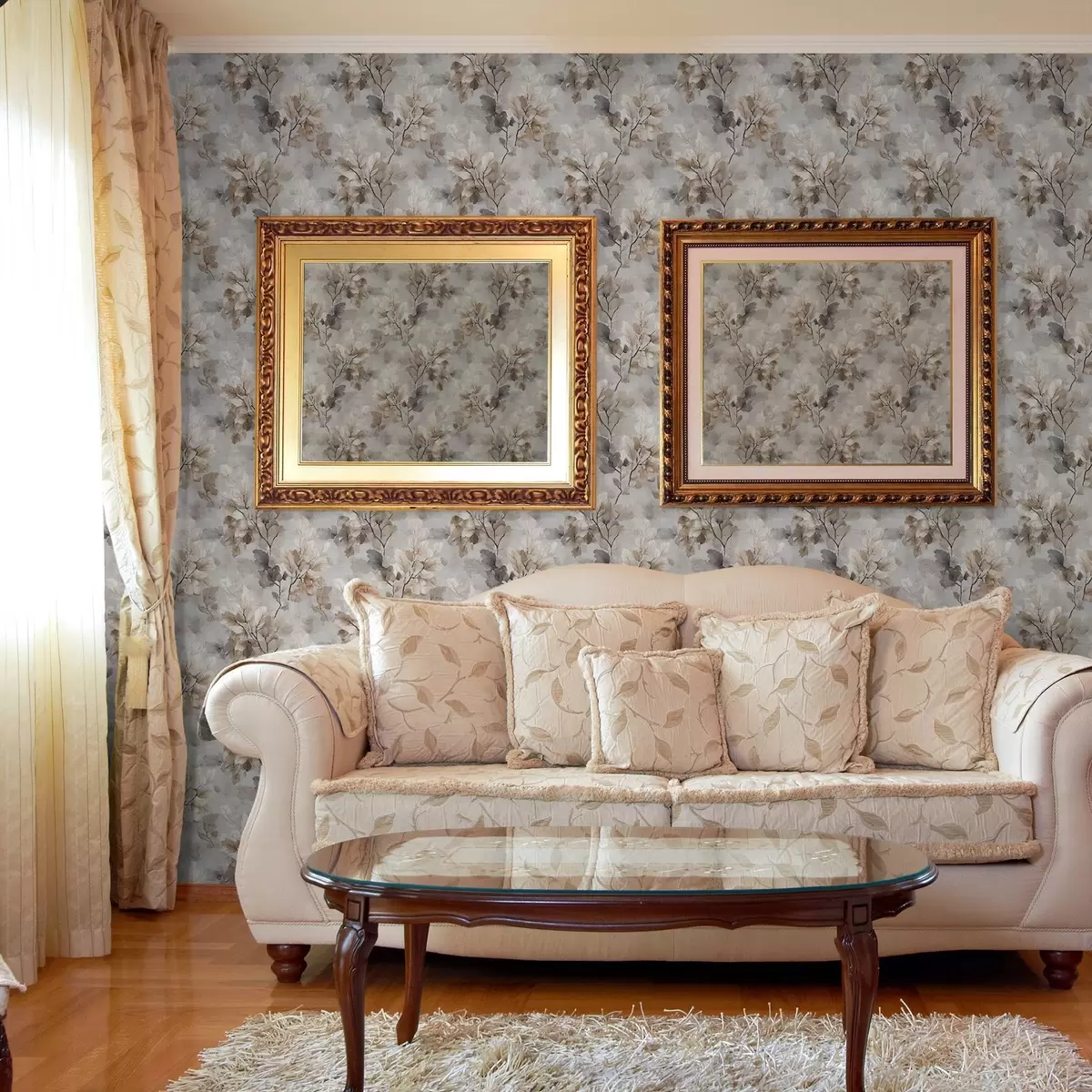 Tapete Neutrale Aquarell-Zweige Muster a00422