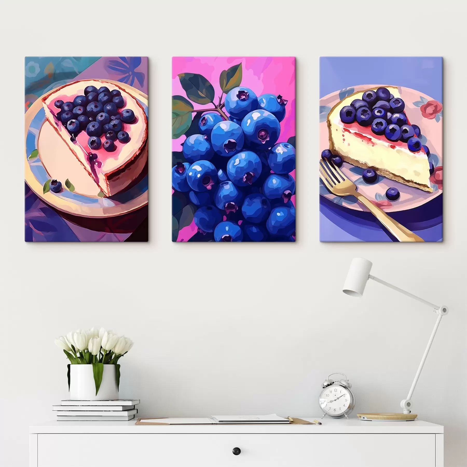 Wandbilder Käsekuchen und Blaubeeren m00547