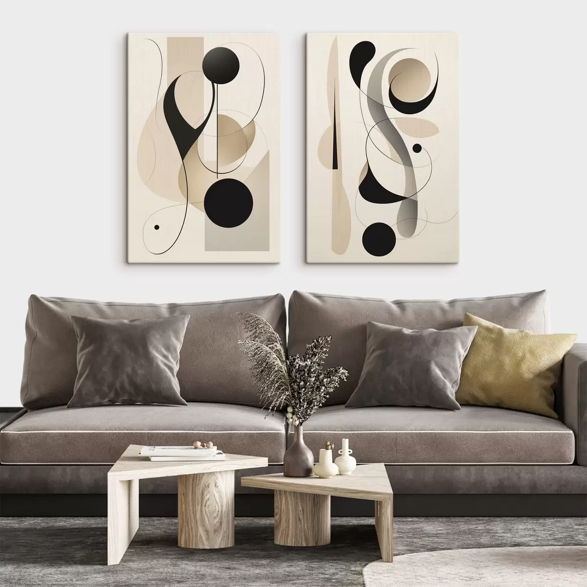 Wandbilder Abstrakte Komposition mit Kurven und Formen m00538