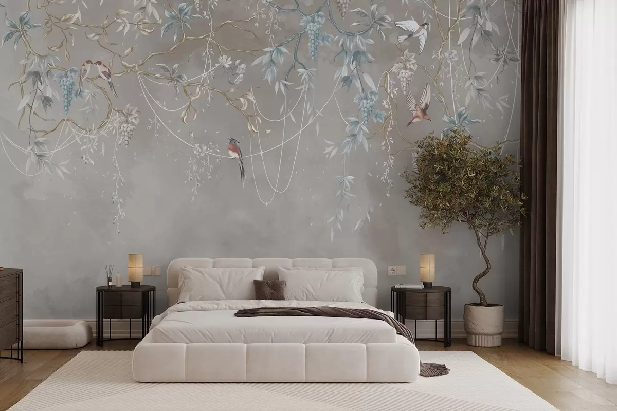 Fototapete Gleiches Thema, aber mit blauen Weintrauben w04302v1