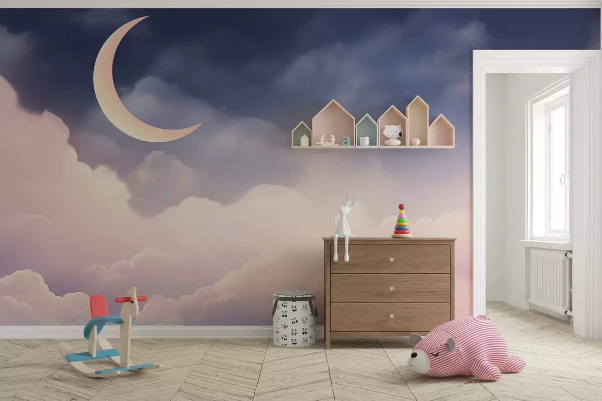 Fototapete Wolken und der Mond w04330