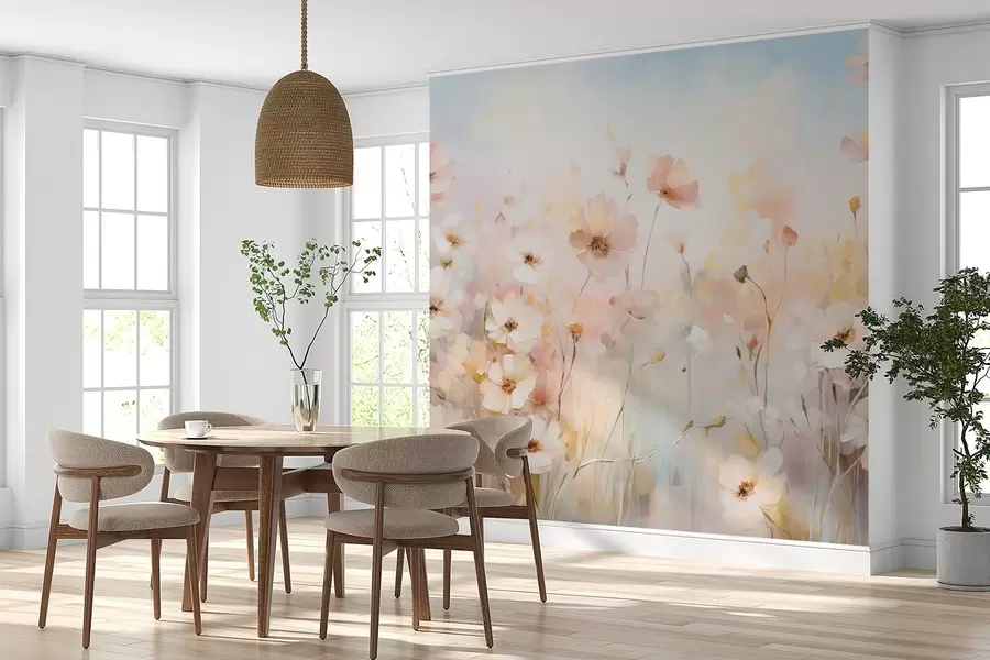 Fototapete Wildblumen in Pastelltönen im Aquarellstil w09280