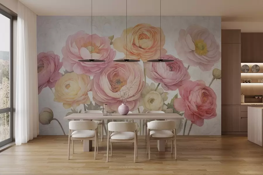 Fototapete Vintage-Strauß aus Ranunkeln w04326