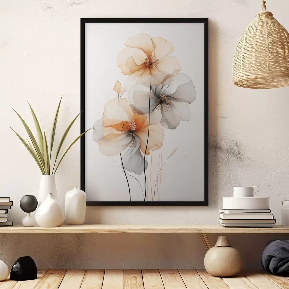 Poster Abstrakte durchscheinende Blumen f44558