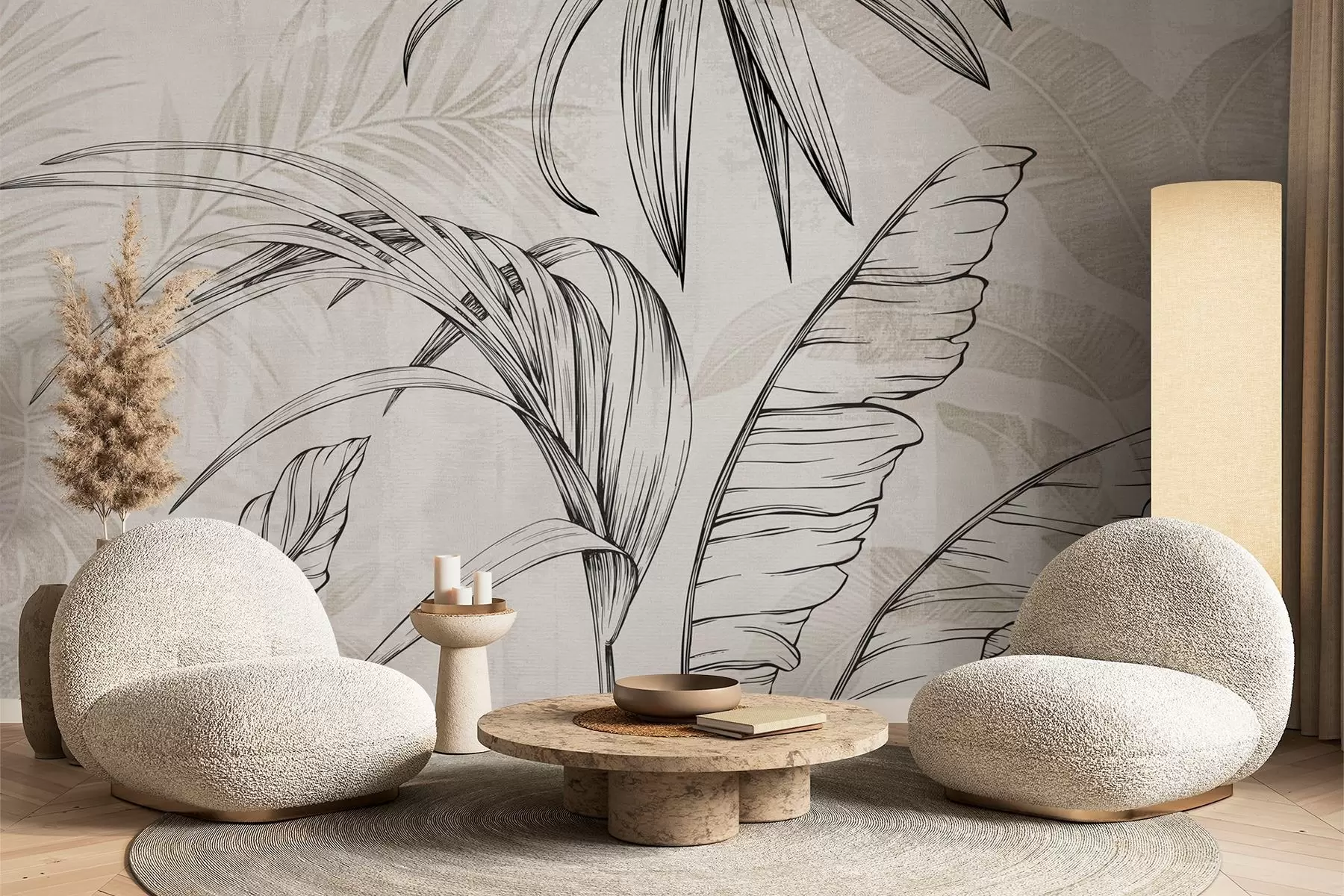 Fototapete Blätter auf Hintergrund mit Nachahmung Unschärfe und Textur w04362