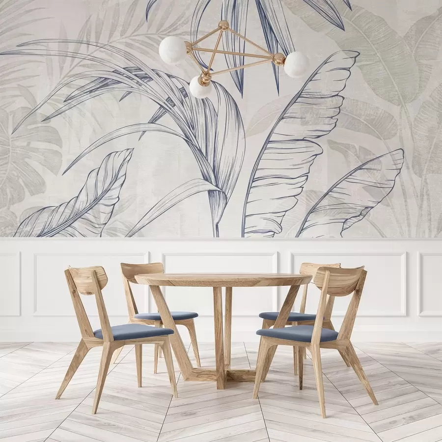 Fototapete Blätter auf Hintergrund mit Nachahmung Unschärfe und Textur w04362v1