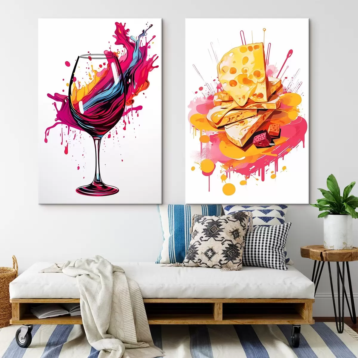 Wandbilder Wein und Käse m00551