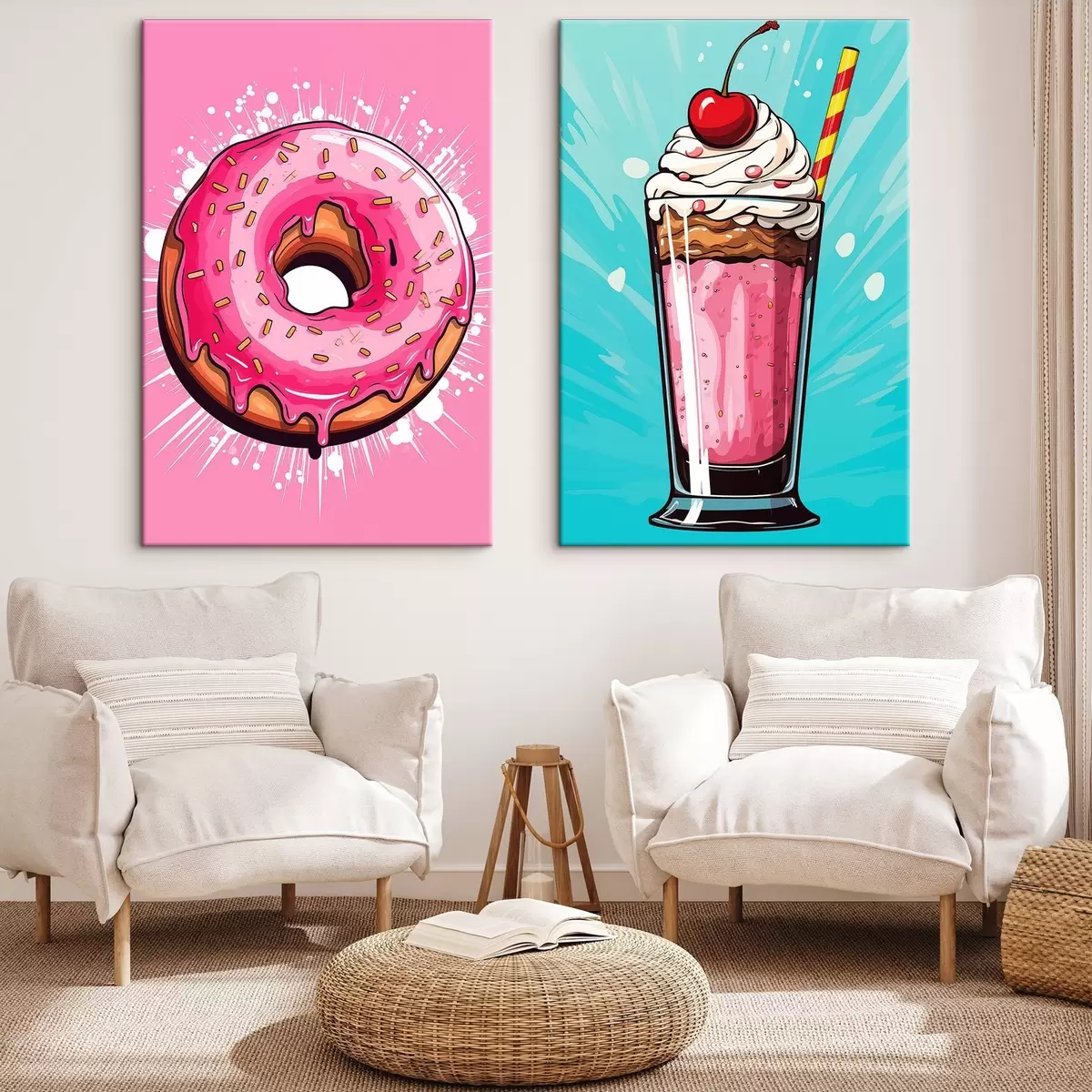 Wandbilder Donut und Milchshake m00553