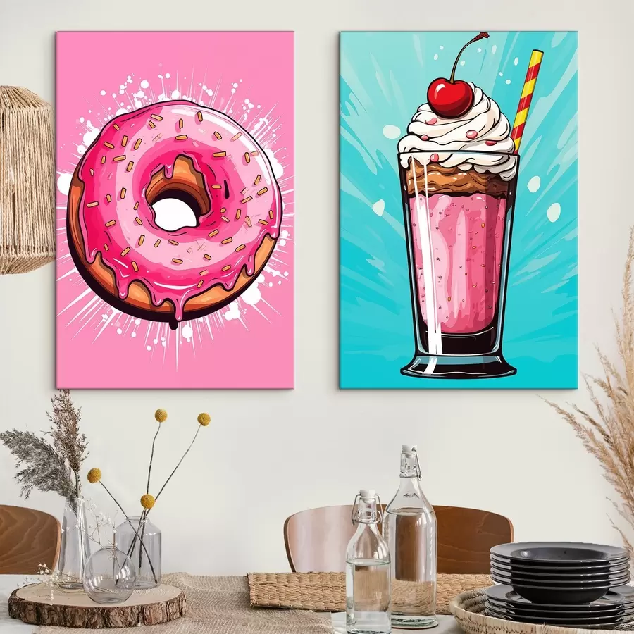 Wandbilder Donut und Milchshake m00553