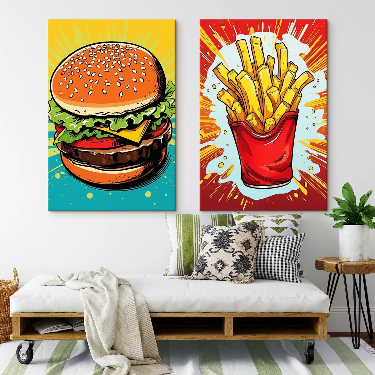 Wandbilder Pommes Frites und Burger m00556