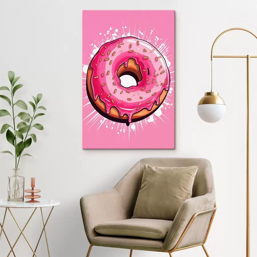 Wandbilder Donut mit rosa Zuckerguss s45274