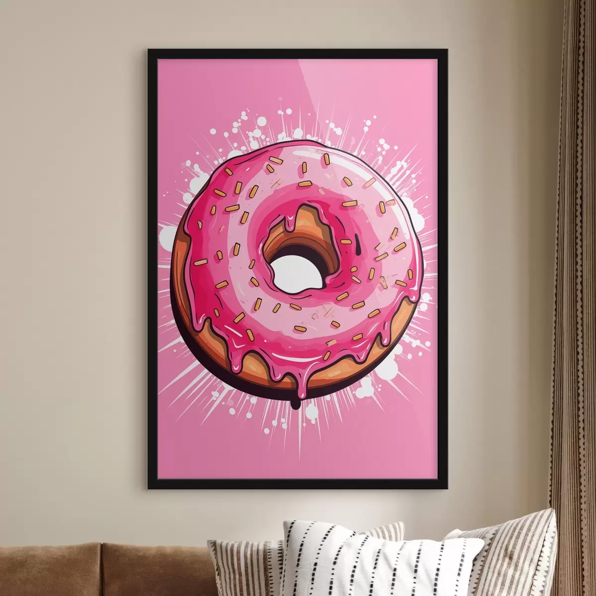 Poster Donut mit rosa Zuckerguss f45274