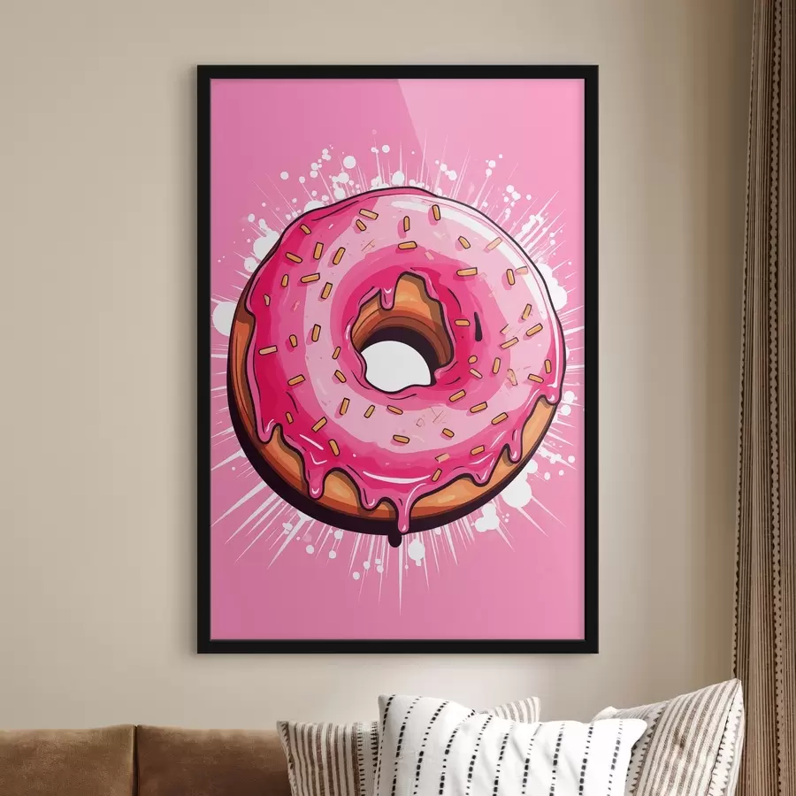 Fototapete Donut mit rosa Zuckerguss f45274
