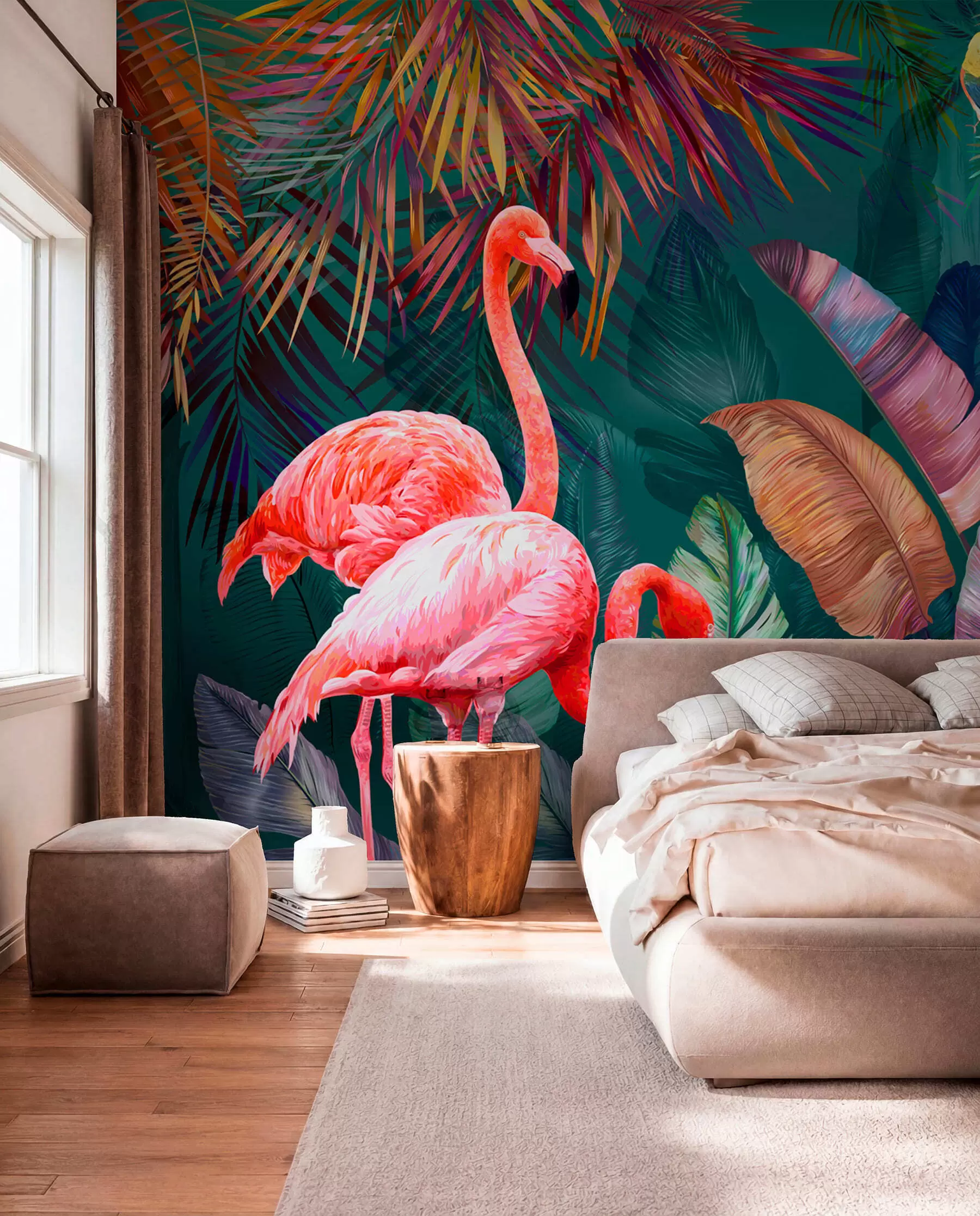 Fototapete Flamingo bei Nacht u80403