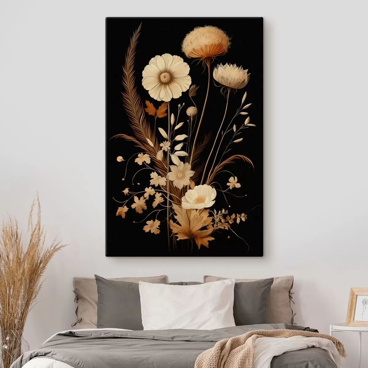 Wandbilder Botanischer Blumenstrauß in warmen Tönen s45272