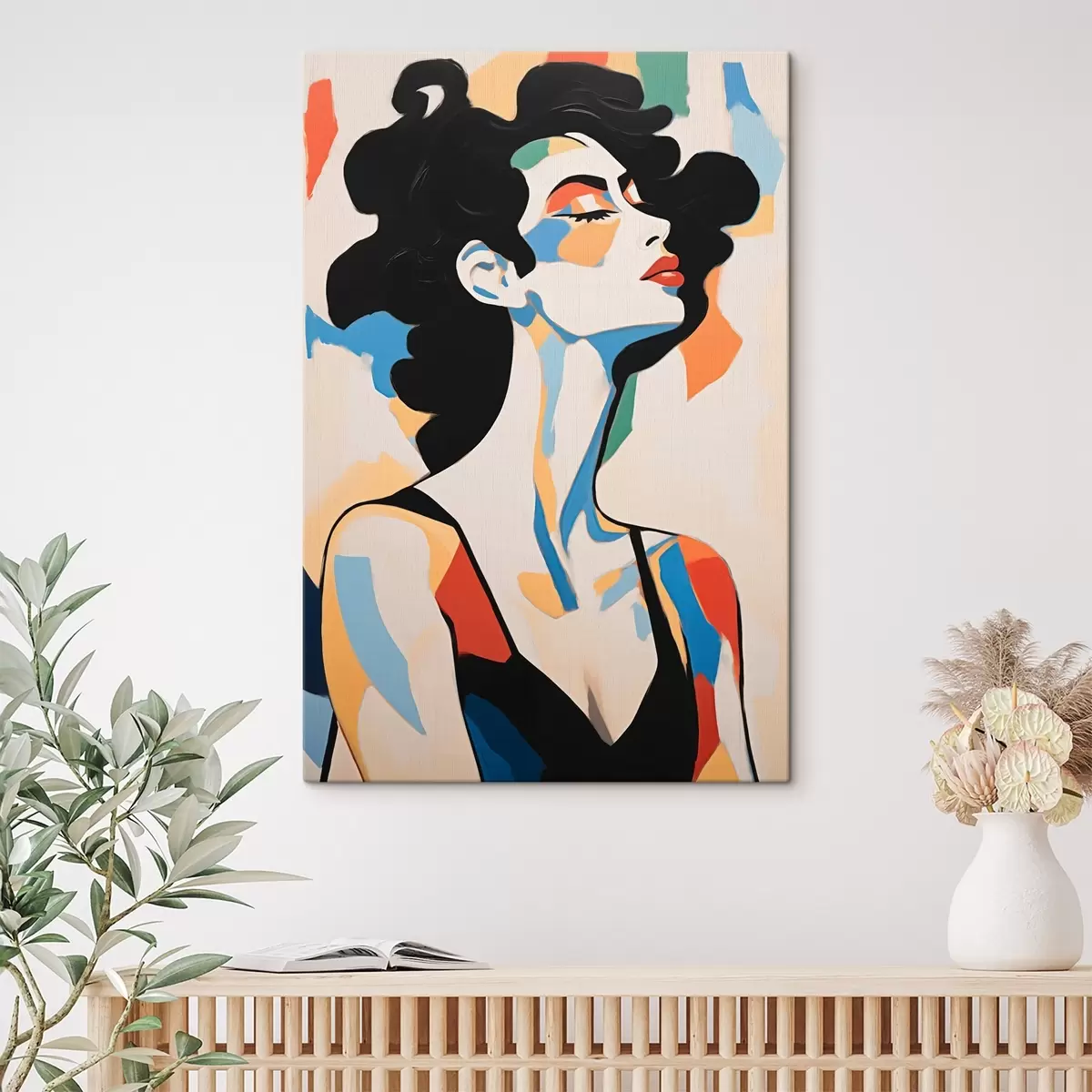 Wandbilder Abstraktes Porträt einer Frau mit Nachahmung von Pinselstrichen s45233