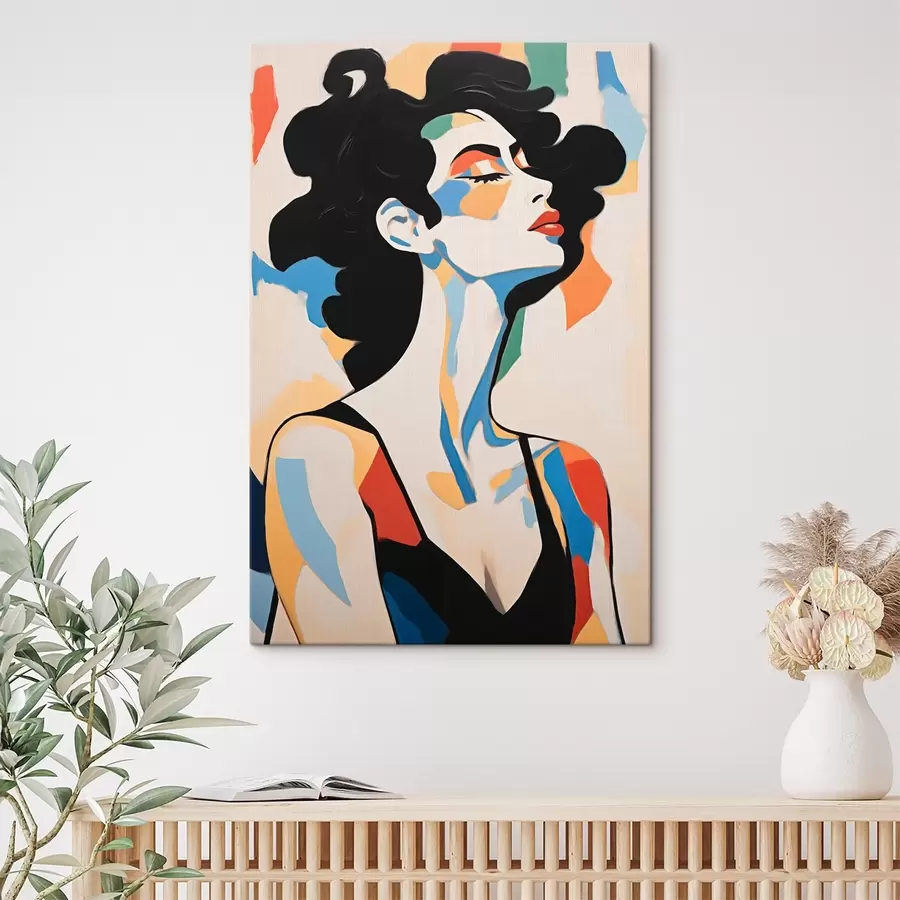 Wandbilder Abstraktes Porträt einer Frau mit Nachahmung von Pinselstrichen s45233